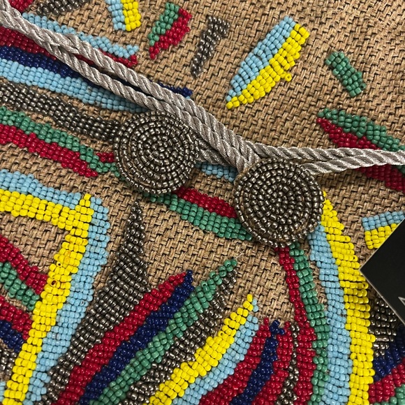 Indigo Moon Colorful Beaded and Jute Like Drawstring Crossbody - Picture 5 of 14